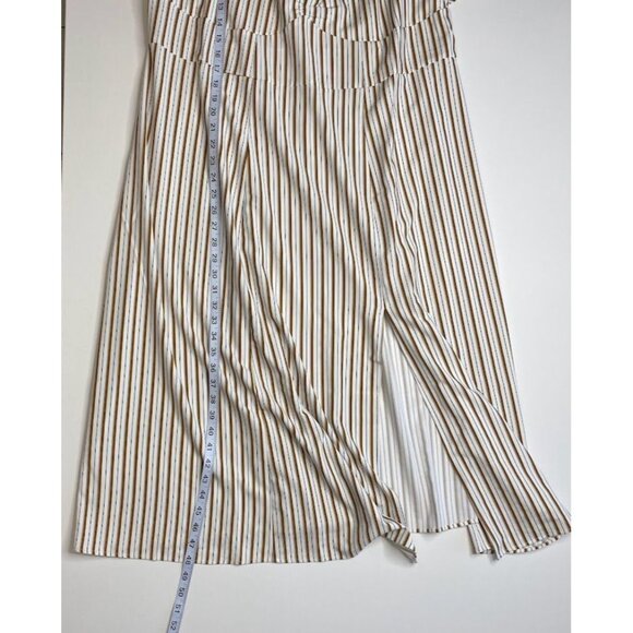 Danielle Bernstein Brown Black Stripe Midi Slit Dress Sweetheart sz 18W NEW - Picture 6 of 8
